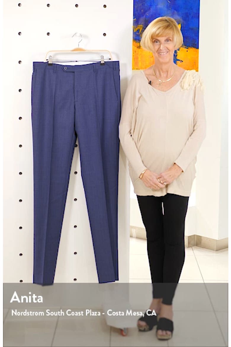Parker Flat Front Sharkskin Wool Trousers video
