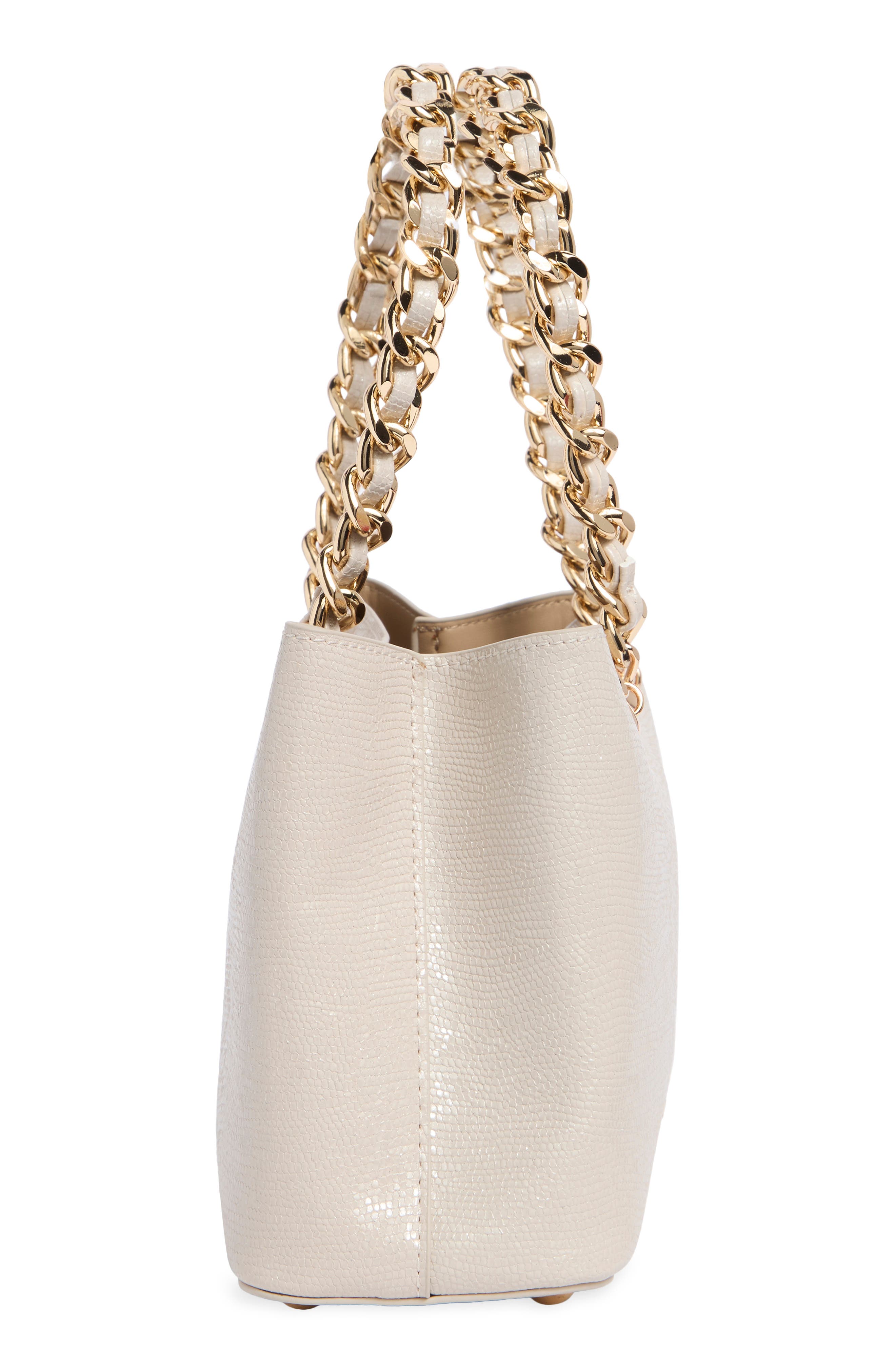 Dinidiemz Lizard Embossed Faux Leather Tote, Alternate, color, ECRU