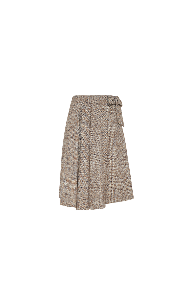Brunello Cucinelli Flecked chevron kilt skirt, Main, color, Rope