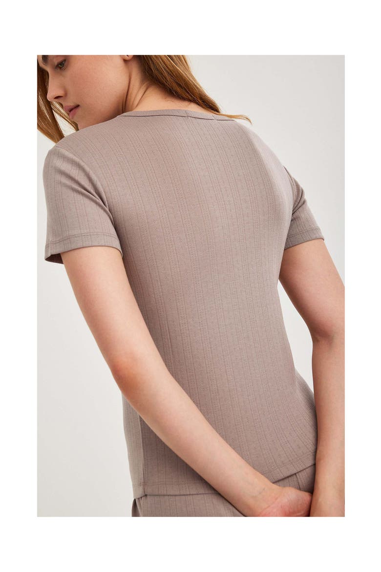 Summer Lounge Pointelle T Shirt, Alternate, color, Mink