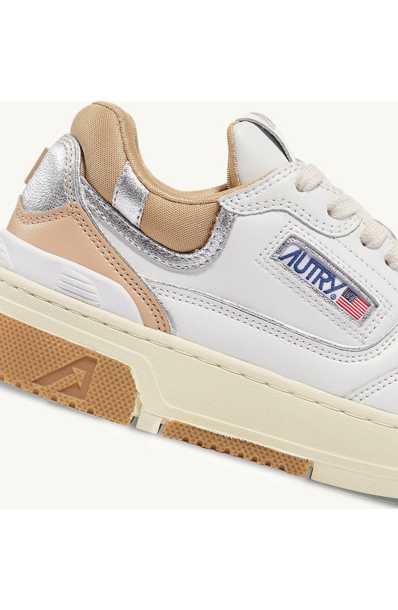 AUTRY CLC Mixed Media Low Top Sneaker, Alternate, color, White/Silver/Ginger