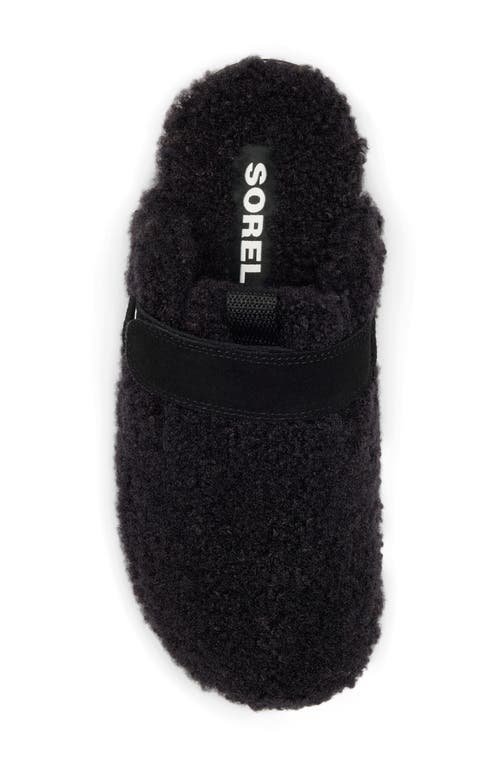 Sorel Viibe Faux Shearling Clog In Black/sea Salt