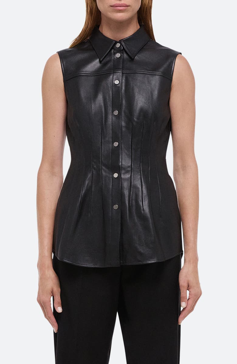 Helmut Lang Le Darted Sleeveless Leather Shirt, Main, color,