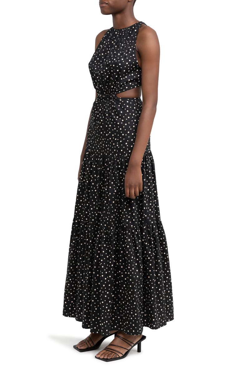 Significant Other Poppy Sleeveless Cutout Dress, Alternate, color, Black And Cream Polka