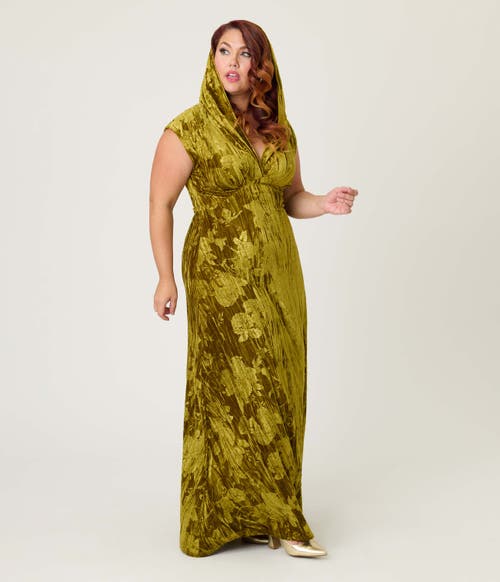 Unique Vintage Plus Size Hooded Maxi Dress In Green