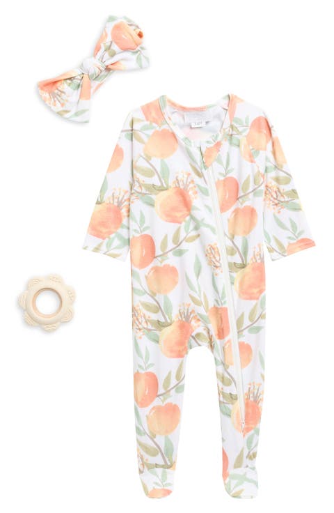 Just Peachy Footie, Headband & Teething Ring Set