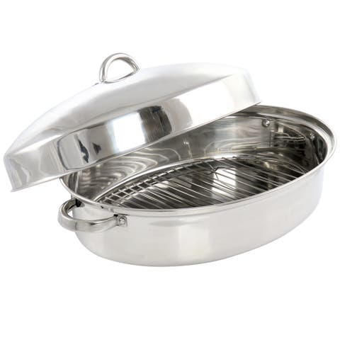 Hutchinson 18 Inch Oval Stainless Steel Roaster with Rack