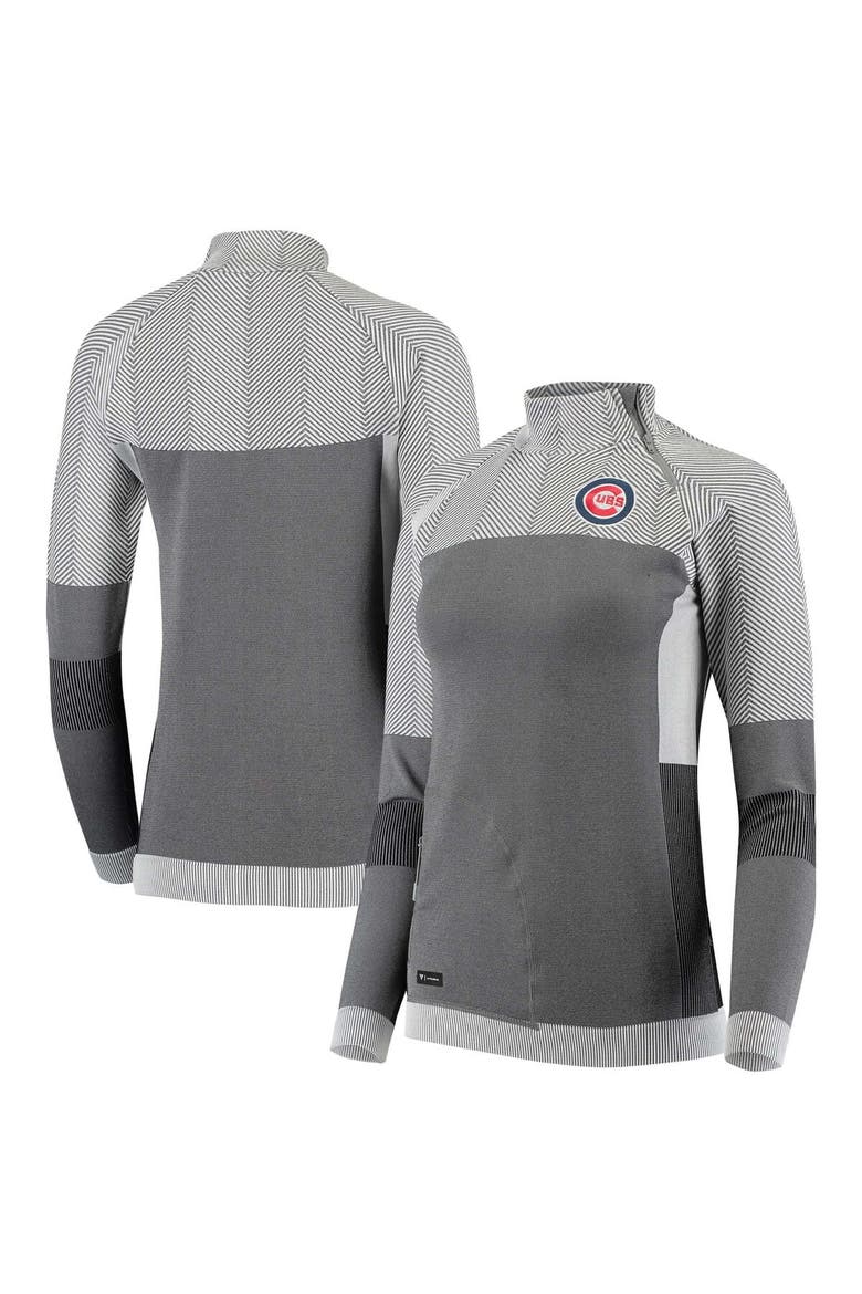 Women's Levelwear Gray Chicago Cubs Verse Asymmetrical Raglan Tri-Blend Quarter-Zip Jacket, Main, color, Gray