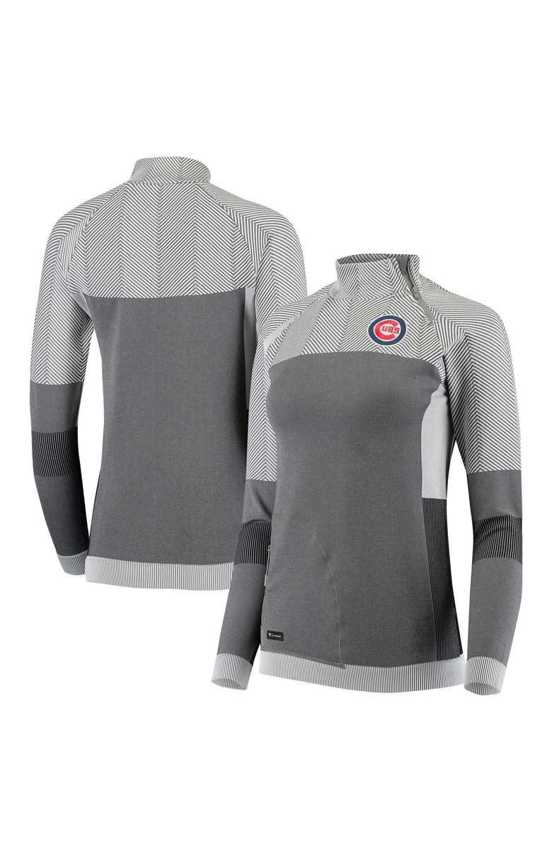 LEVELWEAR Women's Levelwear Gray Chicago Cubs Verse Asymmetrical Raglan Tri-Blend Quarter-Zip Jacket, Main, color, Gray