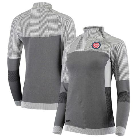 Women's Levelwear Gray Chicago Cubs Verse Asymmetrical Raglan Tri-Blend Quarter-Zip Jacket
