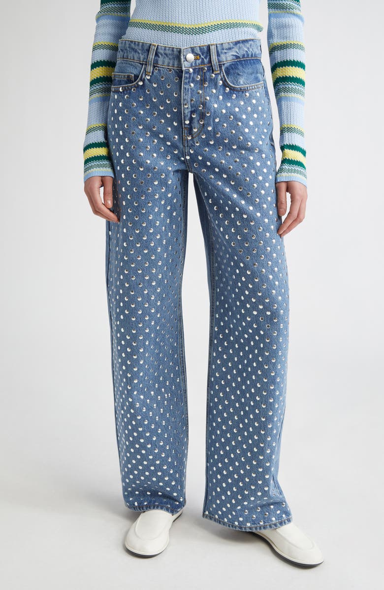 MONSE Studded Wide Leg Jeans, Main, color, Indigo