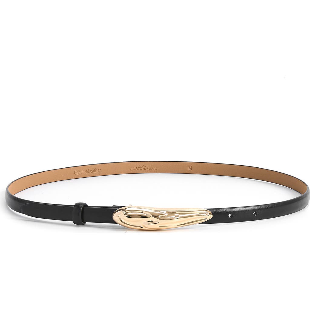 Ettika Ayla Carbon Split Leather Belt In Black