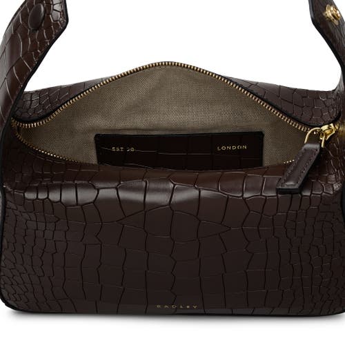 Radley De Beauvoir Faux Croc Small Ziptop Satchel Bag In Brown