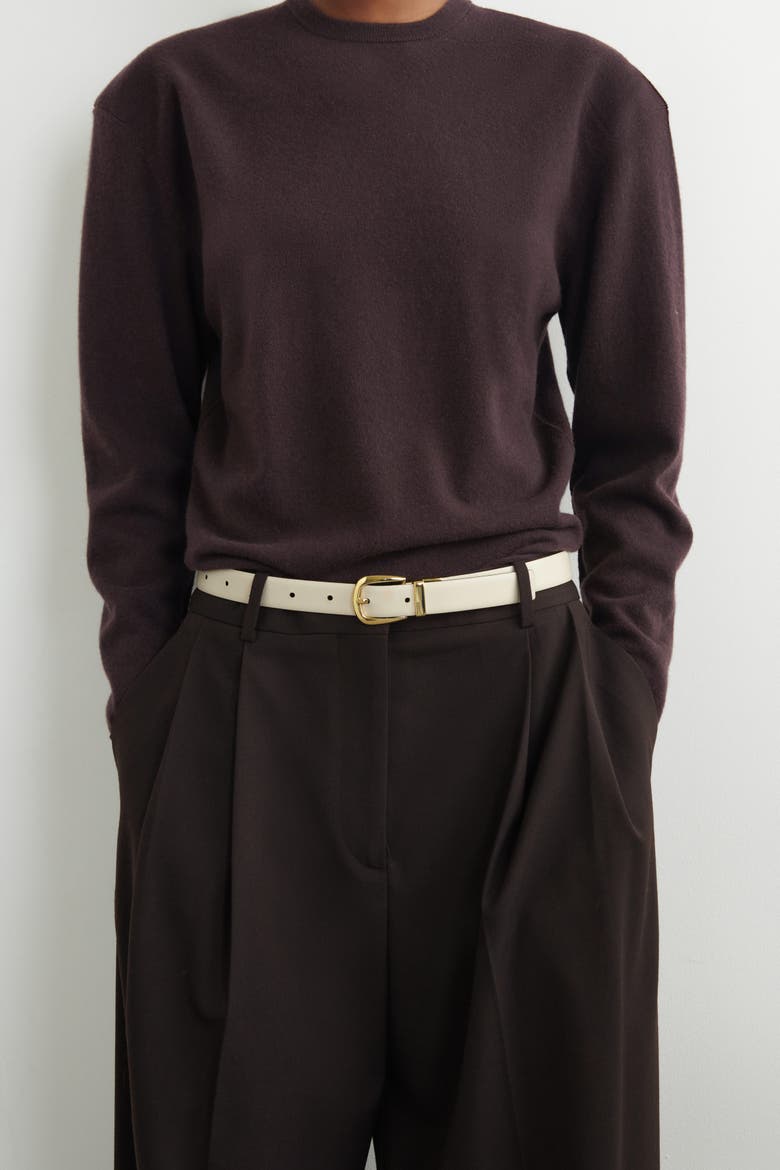 Reversible Leather Belt, Alternate, color, BLACK / ECRU