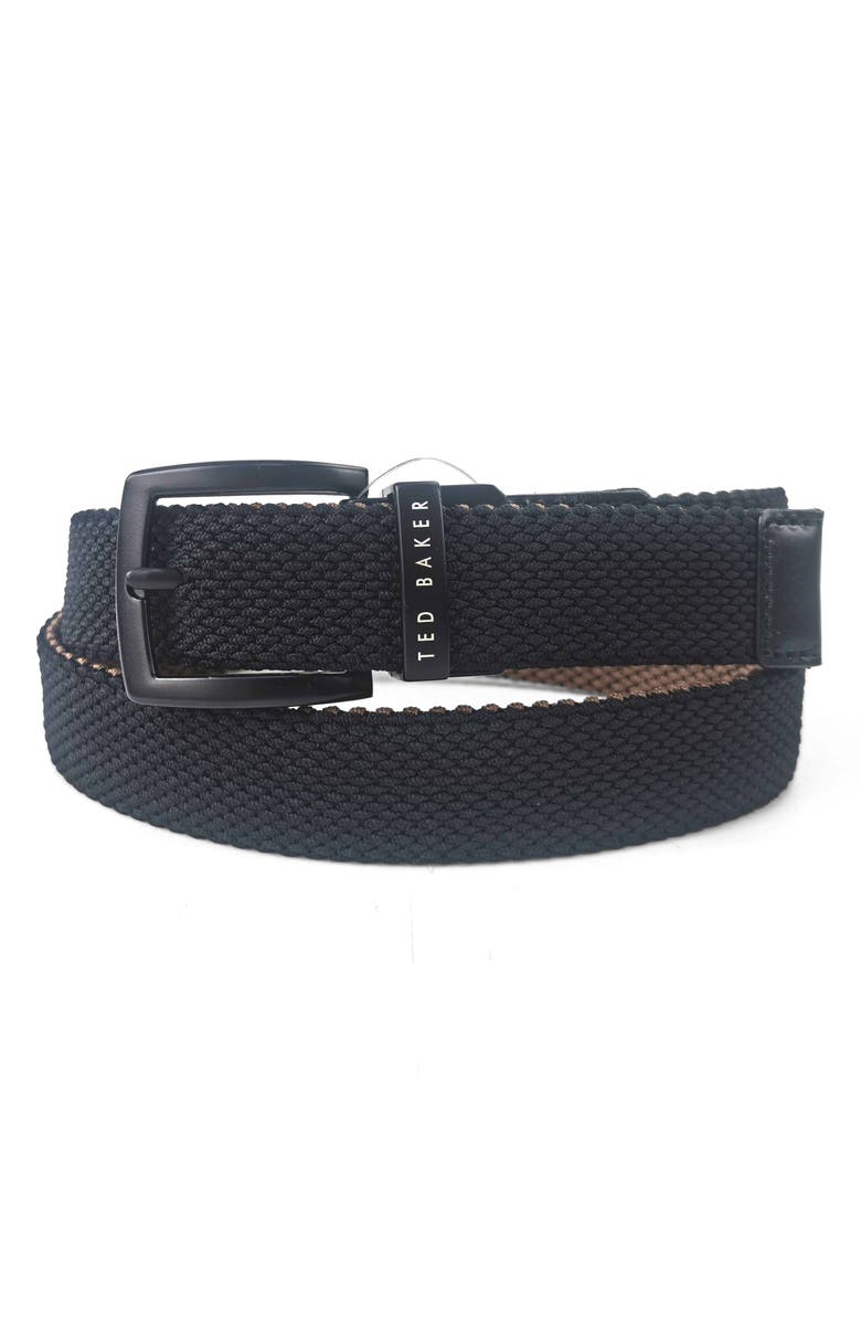 Ted Baker London Reversible Web Stretch Belt, Main, color, Black/ Tan