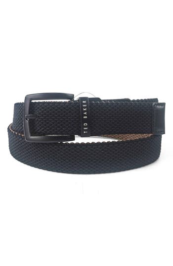 Ted Baker London Reversible Web Stretch Belt In Black