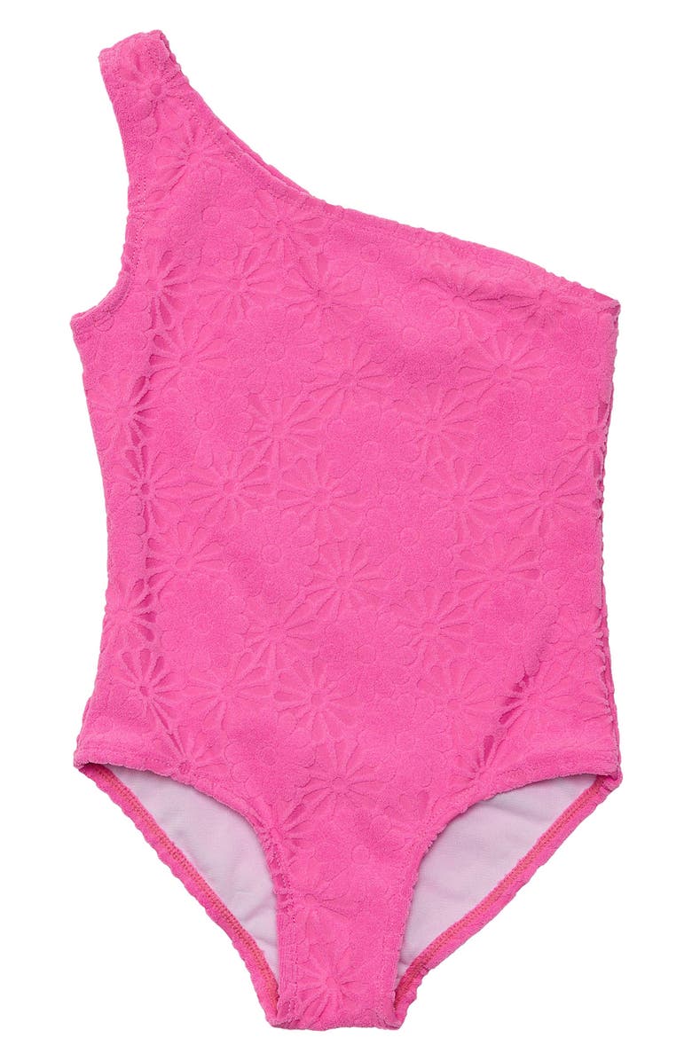 Snapper Rock Kids' Bubblegum Bloom One-Shoulder One-Piece Swimsuit, Main, color, Pink