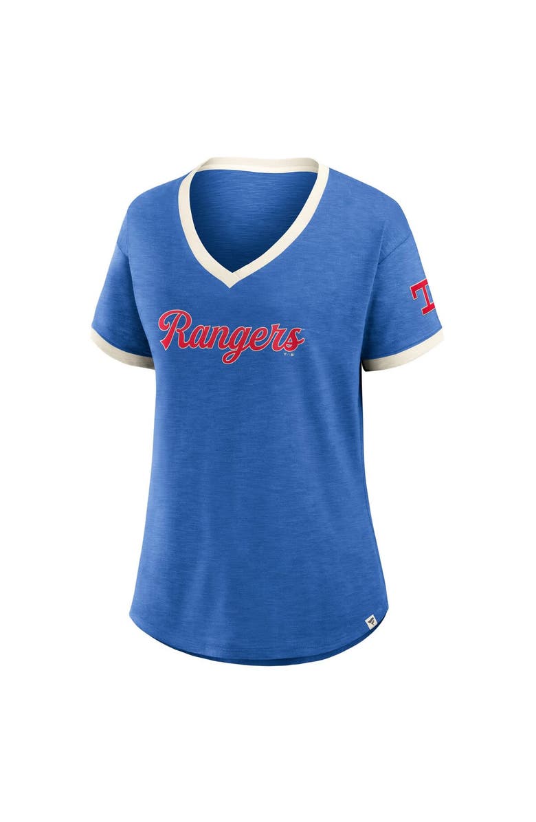 FANATICS Women's Fanatics Royal Texas Rangers Relaxed Fit Vintage Play Slub V-Neck Fashion Top, Alternate, color, Royal