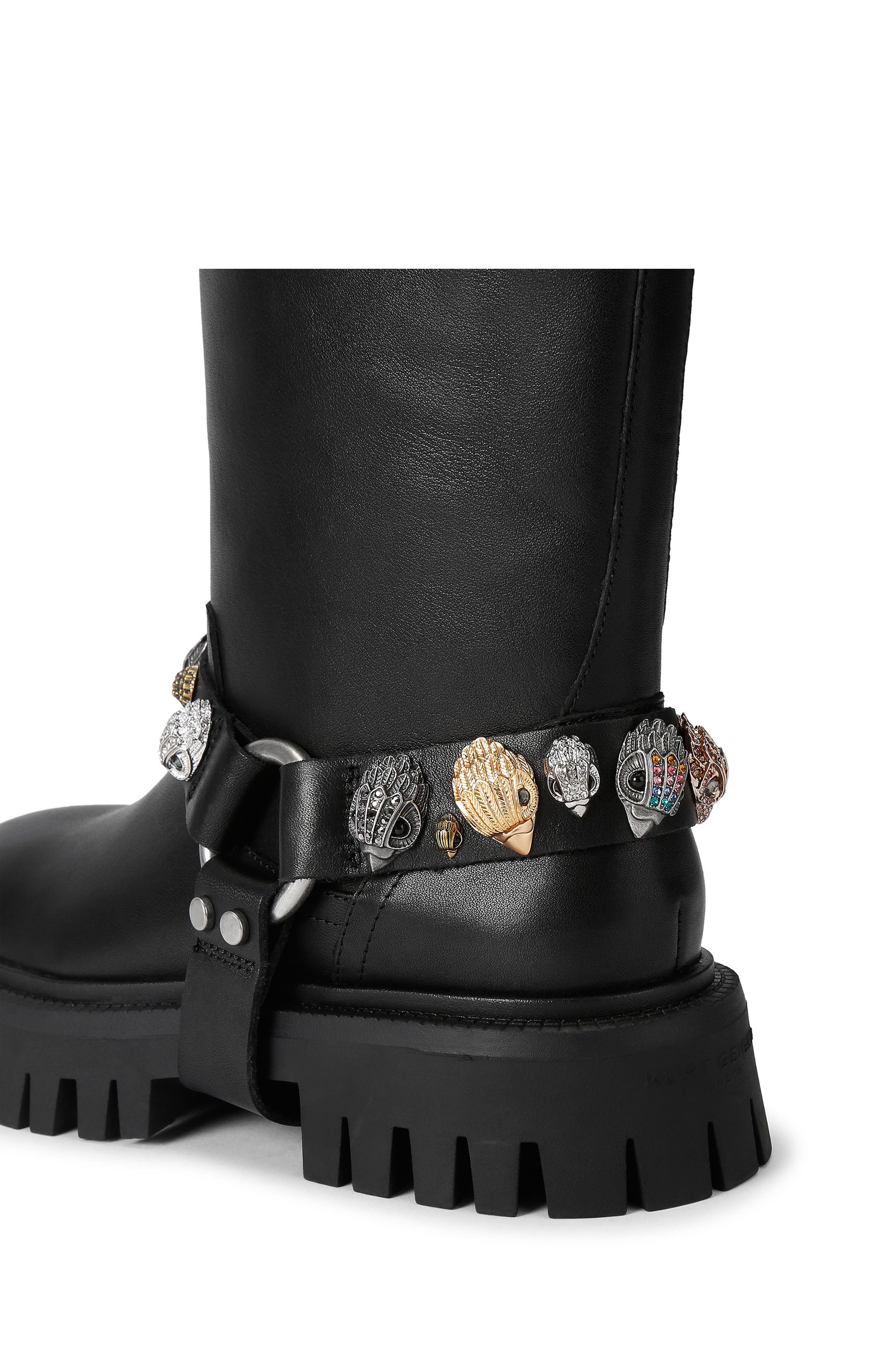 Eagles Harness Leather Biker Boot, Alternate, color, BLACK