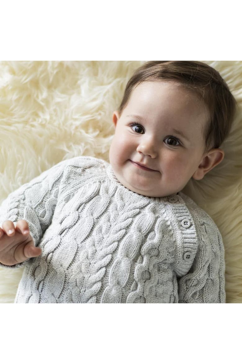 Baby Cable Knit Sweater Romper, Alternate, color, Gray Heather