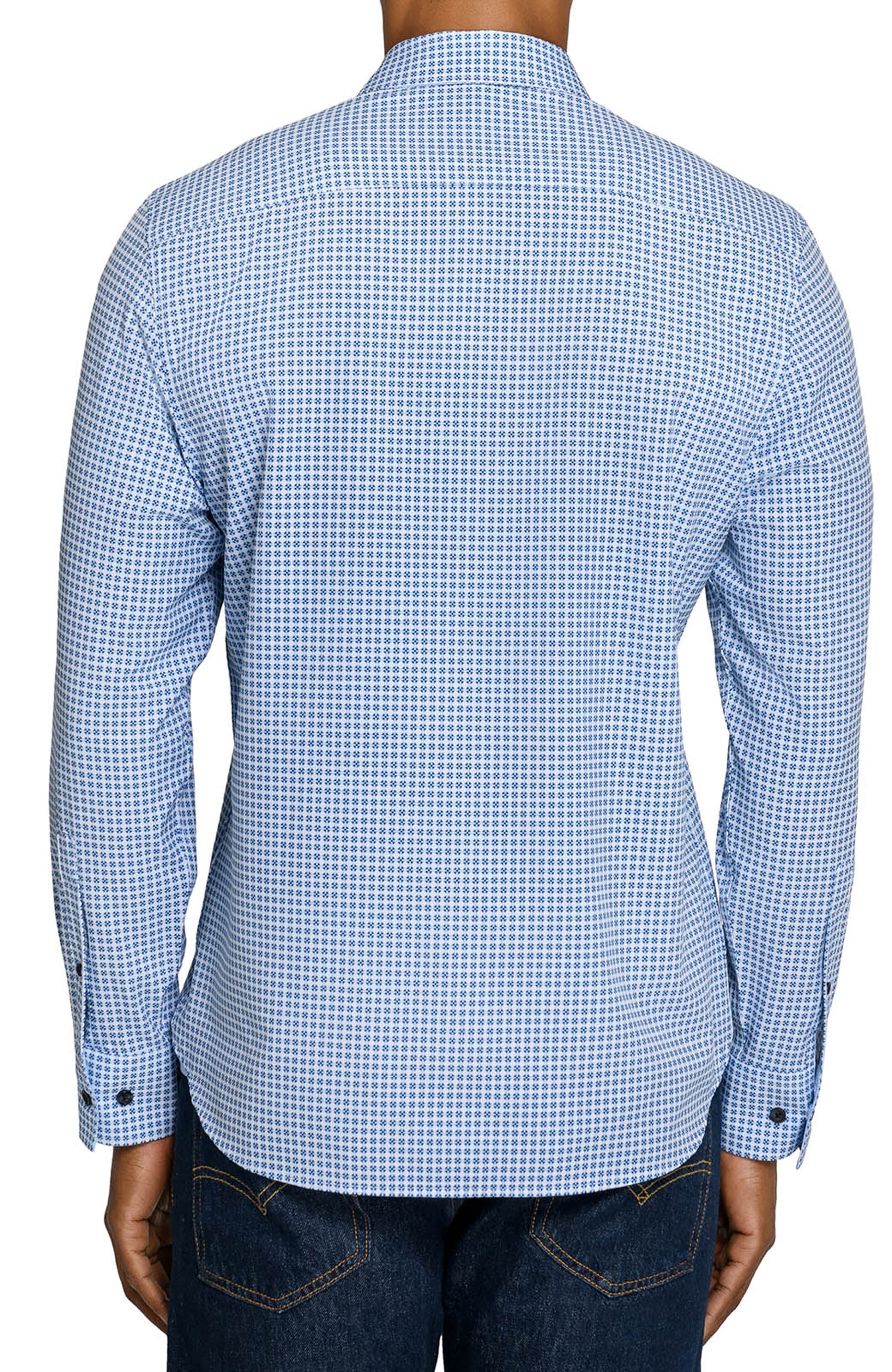 Slim Fit Round Geo Woven Long Sleeve Basic Shirt - image 2