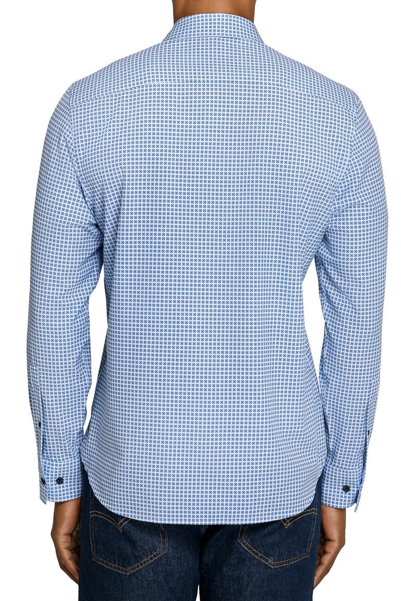 Slim Fit Round Geo Woven Long Sleeve Basic Shirt, Alternate, color, NAVY/BLUE