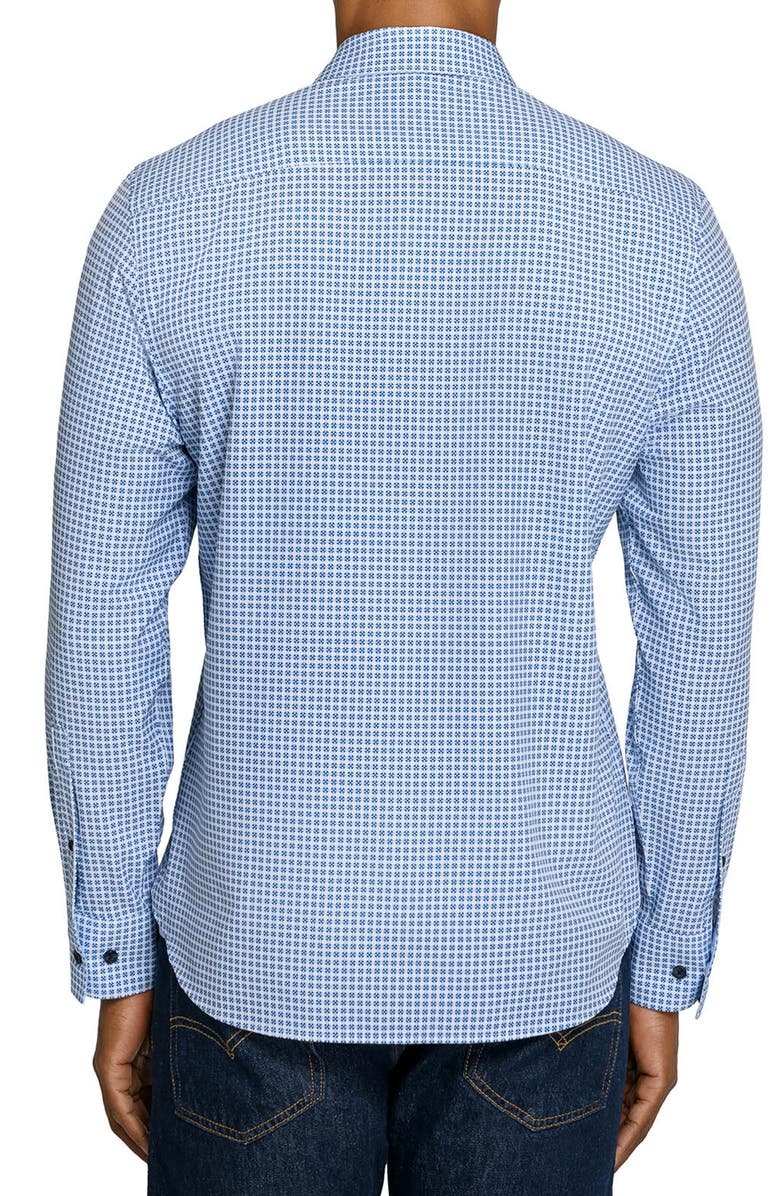 CONSTRUCT Slim Fit Round Geo Woven Long Sleeve Basic Shirt, Alternate, color, Navy/Blue