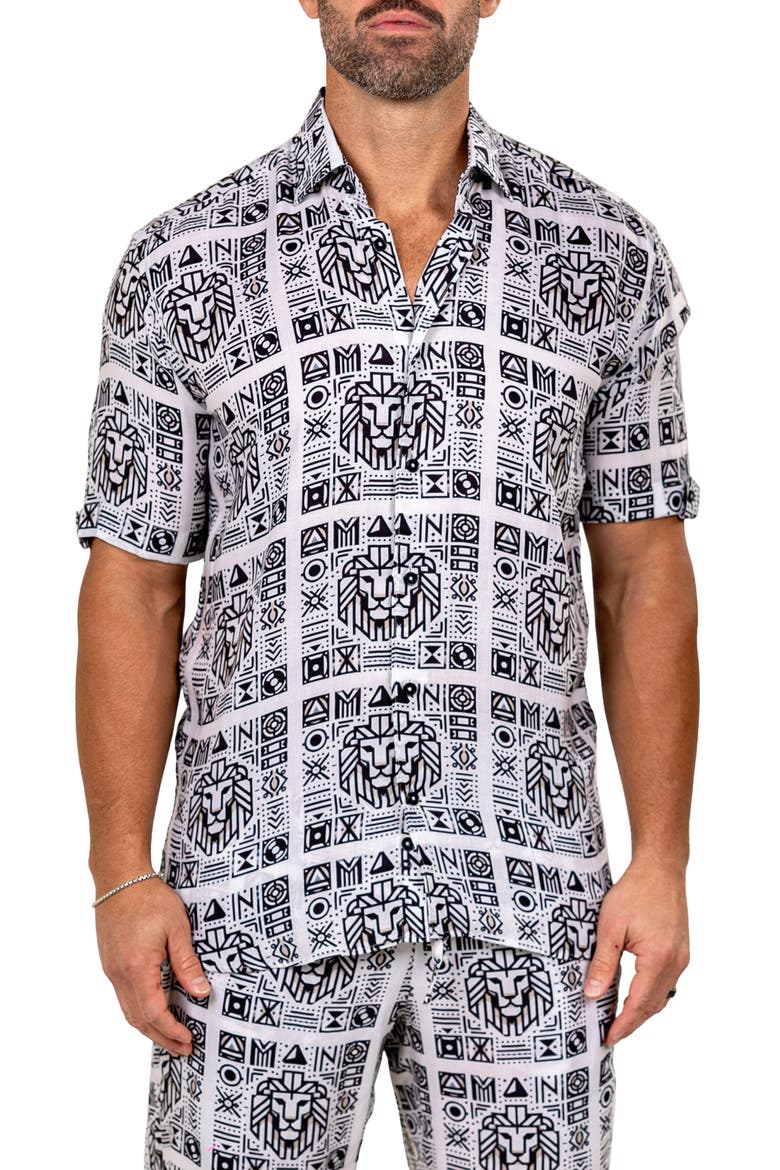 Galileo Marthy Short Sleeve Button-Up Shirt, Main, color, WHITE
