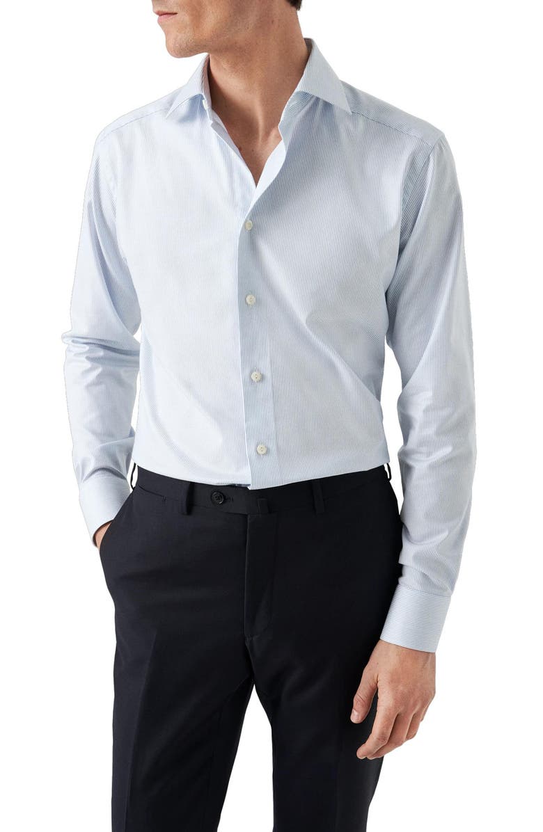 Eton Slim Fit Stripe Stretch Cotton & Lyocell Dress Shirt, Main, color, 