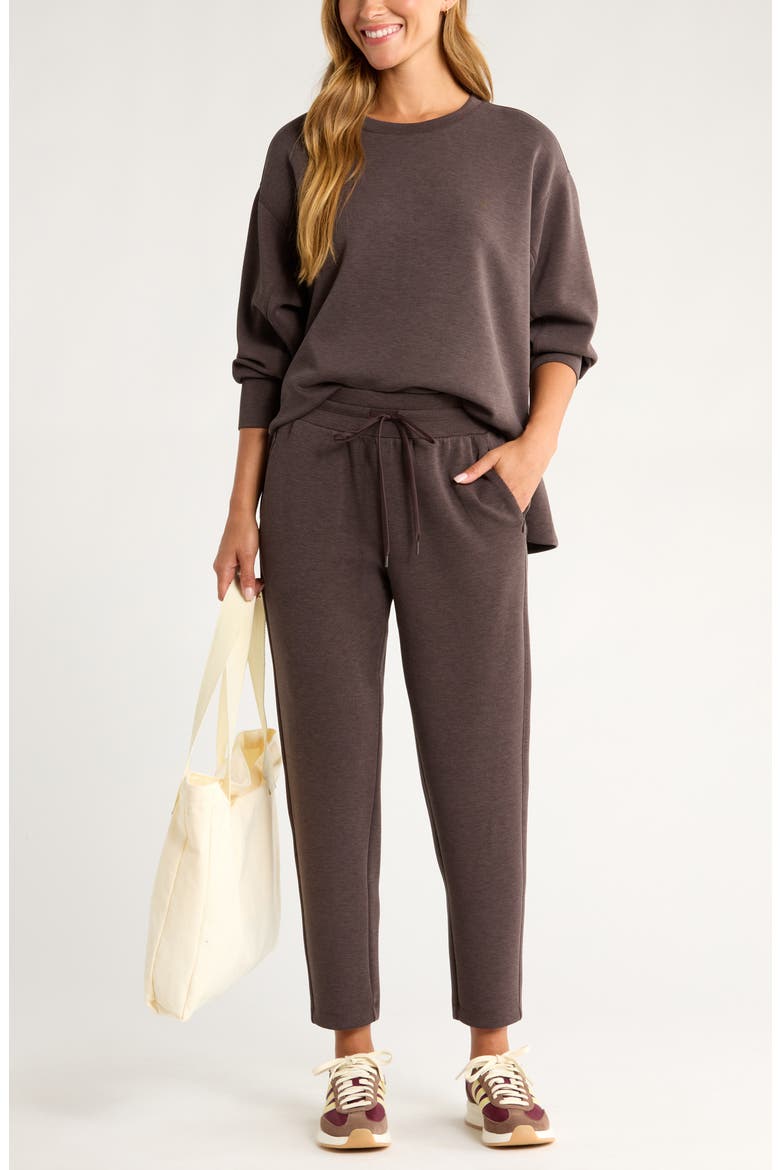 Soft Luxe High Waist Ankle Pants, Alternate, color, BROWN MOLE HEATHER