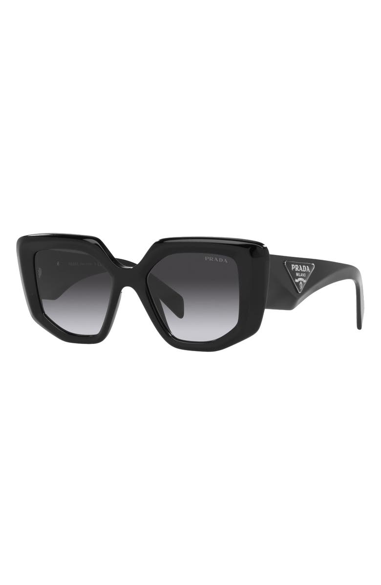 Prada 50mm Rectangular Sunglasses, Alternate, color, Black