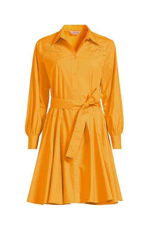 Lands' End Poplin Button Front Dress With Godets In Yellow