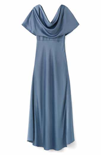 Drape Neck Satin Maxi Dress