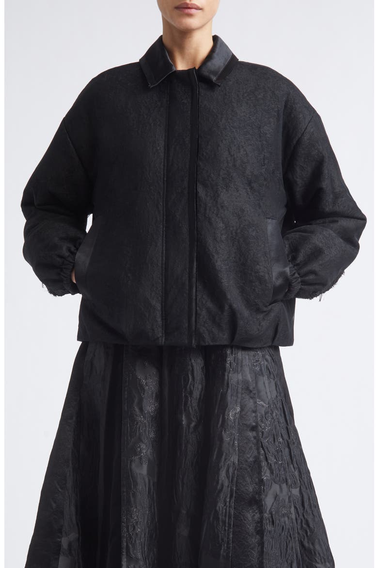 Textured Fray Jacquard Jacket, Main, color, BLACK