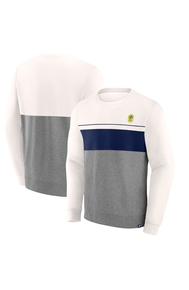 FANATICS Men's Fanatics Branded Gray Nashville SC Corner Pass Pullover Sweatshirt, Main, color,