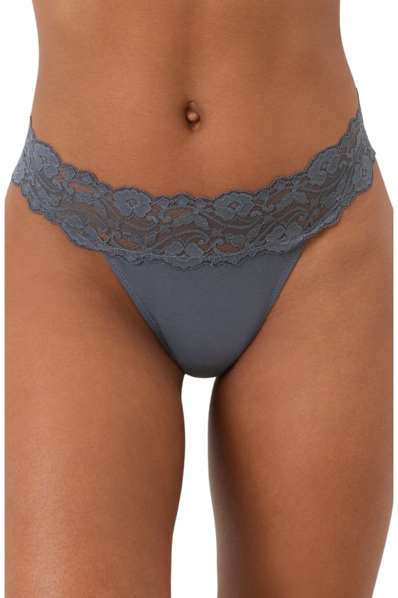 Lace Waist Thong 3-Pack Made With Organic Cotton, Alternate, color, Lace Wildflowers