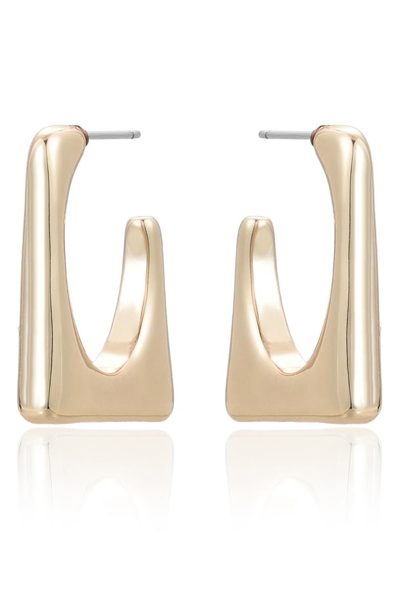 Ettika Squared Off Hoop Earrings, Alternate, color, Gold