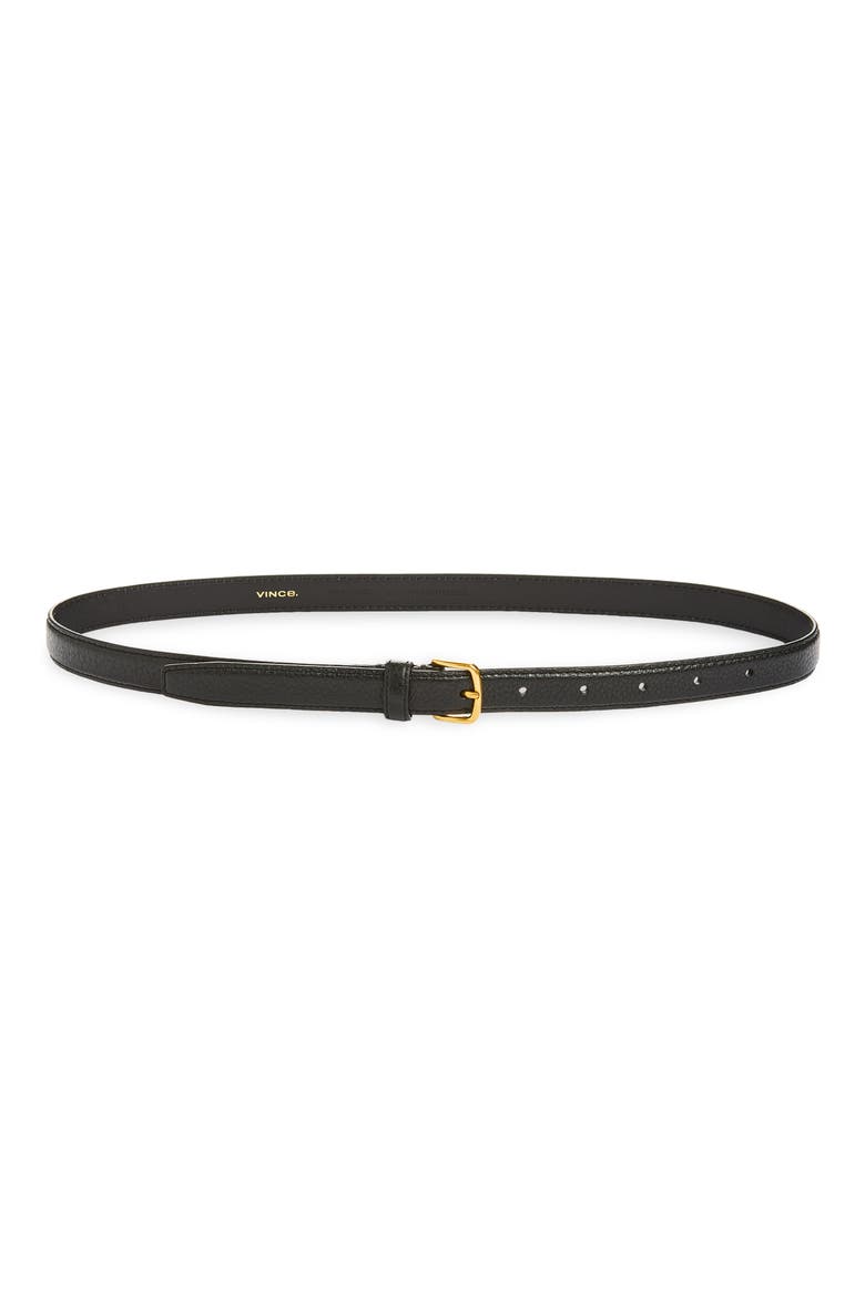 Stitched Feathered Edge Belt, Main, color, BLACK / ANTIQUE BRASS