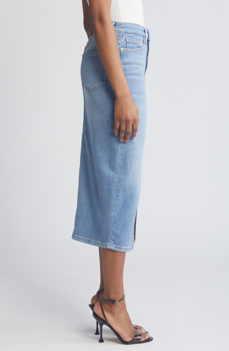 Good American Slit Front Denim Midi Skirt, Alternate, color, Blue598
