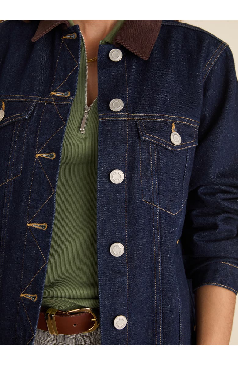 ZDNU 81043072 Nalan Denim Trucker Jacket, Alternate, color, Dark Denim & Dark Chocolate