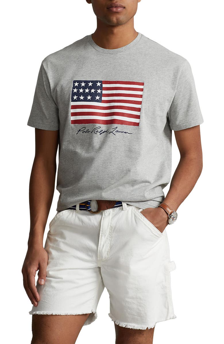 Polo Ralph Lauren American Flag Cotton Graphic T-Shirt, Main, color,