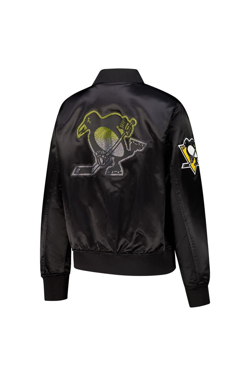 PRO STANDARD Women's Pro Standard  Black Pittsburgh Penguins Rhinestone Jewels Satin Full-Snap Jacket, Alternate, color, Black