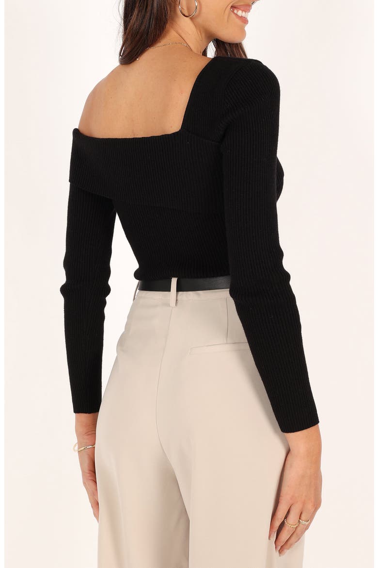 Aleena One-Shoulder Rib Sweater, Alternate, color, BLACK