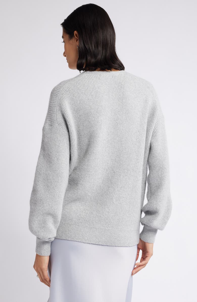 Nordstrom Metallic V-Neck Sweater, Alternate, color, Grey Htr- Silver Lurex
