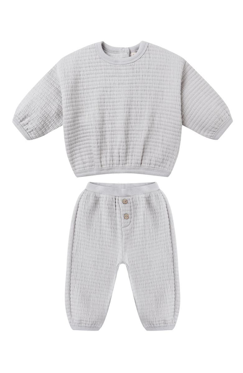 QUINCY MAE Smock Cotton Blend Top & Jogger Set, Main, color, Frost
