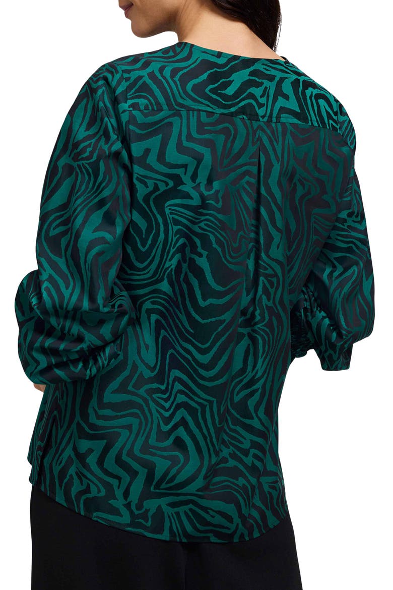 Alicia Zebra Print Cotton Blend Popover Top, Alternate, color, GREEN/ BLACK