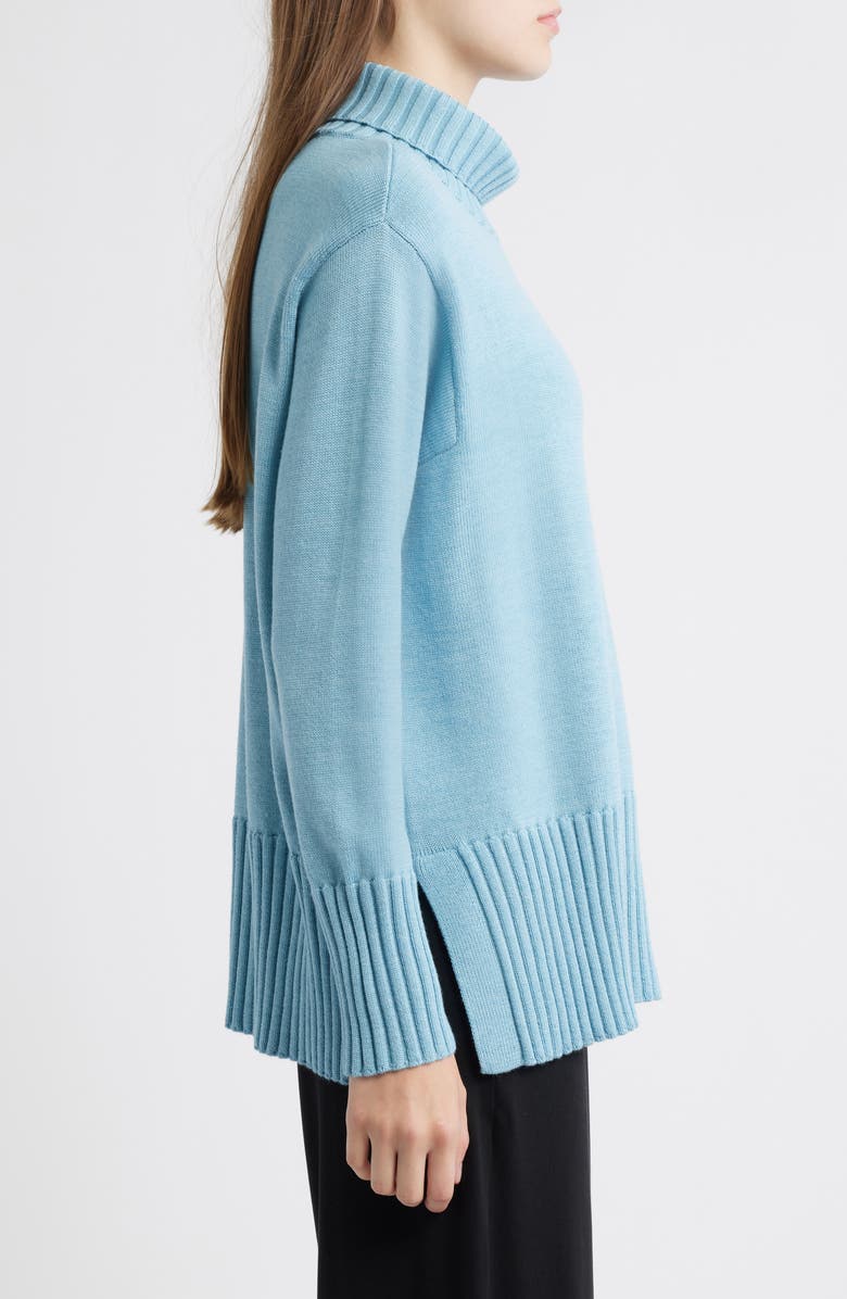 Eileen Fisher Turtleneck Merino Wool Sweater, Alternate, color, Seabreeze