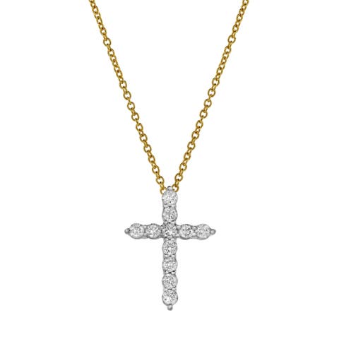 Sacred Cross Diamond Pendant in 10K Yellow Gold