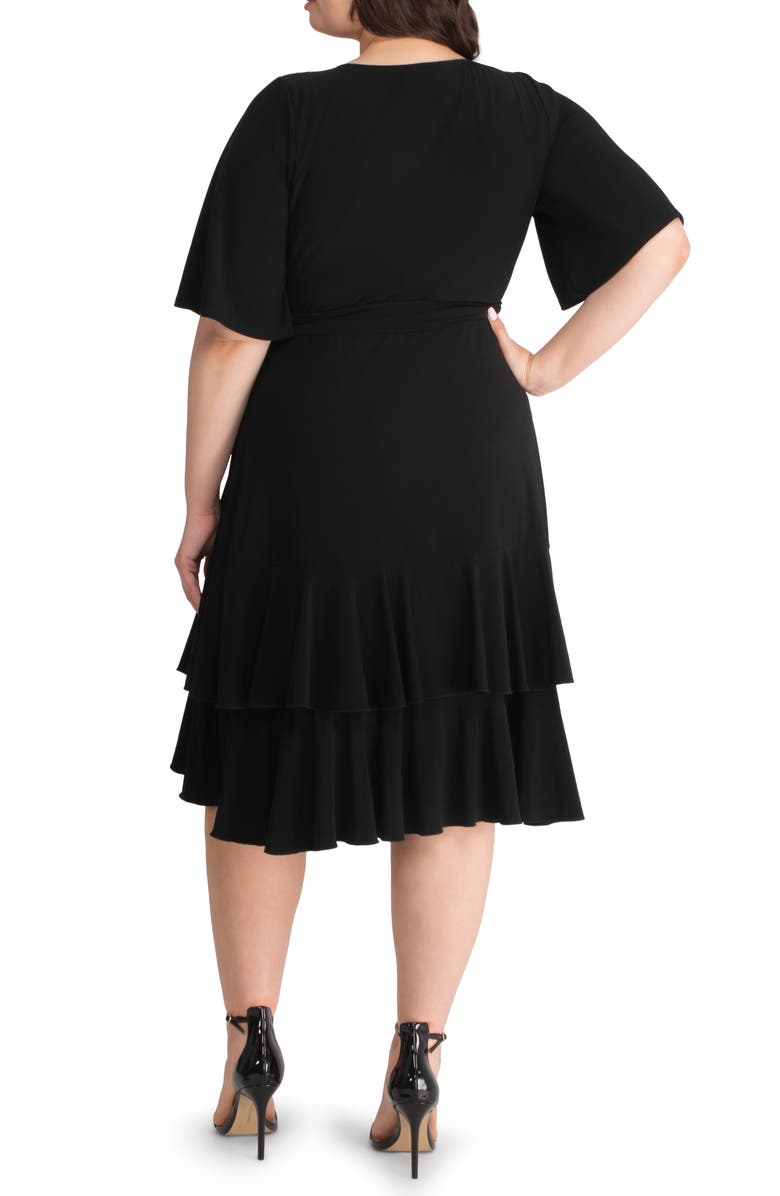 Kiyonna Miranda Wrap Dress, Alternate, color, Black Noir