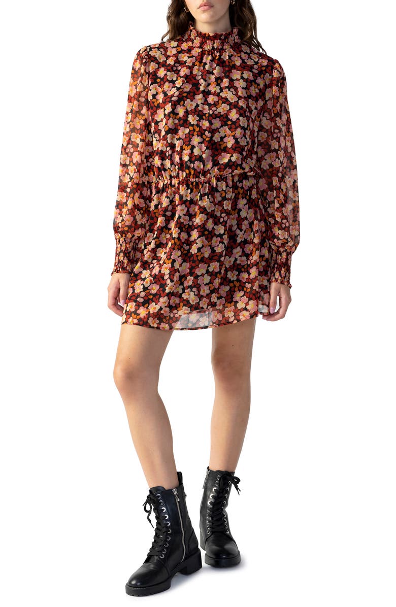 Sanctuary Floral Blouson Long Sleeve Minidress, Main, color, 